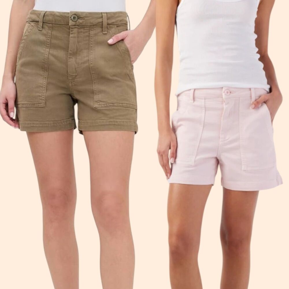 AMO High Waist Utility Shorts in Olive & Blush 2 shorts included